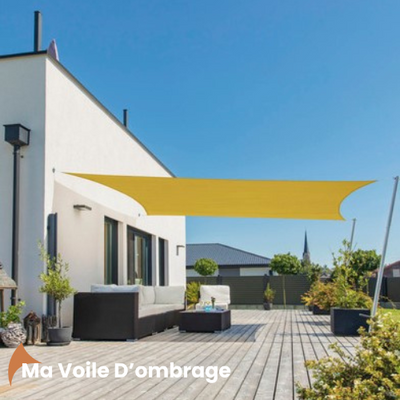 Voile D'ombrage Tissu Oxford Rectangulaire Jaune 
