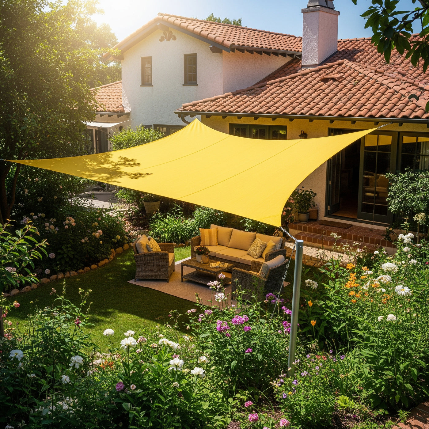 Voile D'ombrage Rectangulaire Pehd Jaune