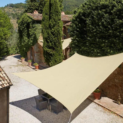 Voile D'ombrage Tissu Oxford Rectangulaire Beige 