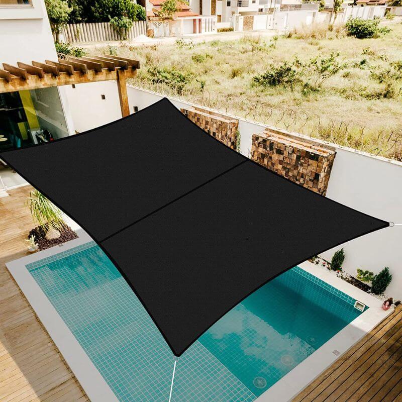 Voile D'ombrage Tissu Oxford Rectangulaire Noir 