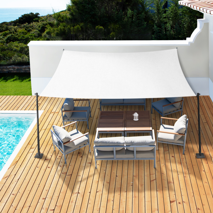 Voile D'ombrage Carré Tissu Oxford Blanc 