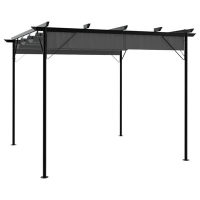 Pergola 3x3 m avec toit rétractable – Structure acier & toile 180 g/m²