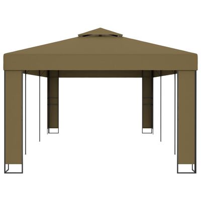Tonnelle 3x3/3x6 m avec toit double Taupe – Structure acier & toile résistante