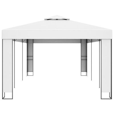 Tonnelle 3x3/3x6 m avec toit double Blanche – Structure acier & toile résistante