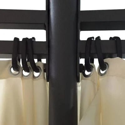 Tonnelle ronde blanche 3,5 x 2,7 m – Acier thermolaqué, toit double & rideaux polyester