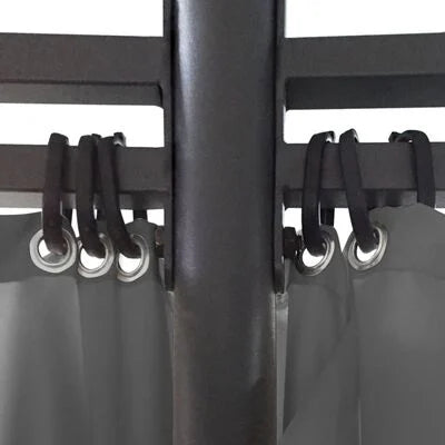Tonnelle ronde anthracite 3,5 x 2,7 m – Acier thermolaqué, toit double & rideaux polyester