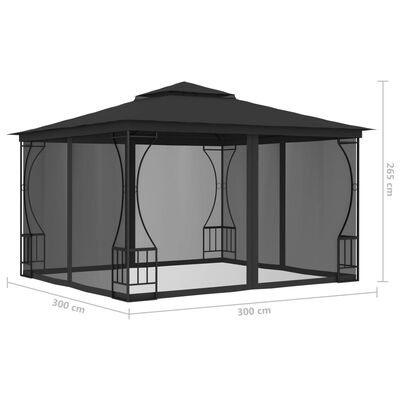 Tonnelle Anthracite avec moustiquaire – Confort protégé, de jour comme de nuit
