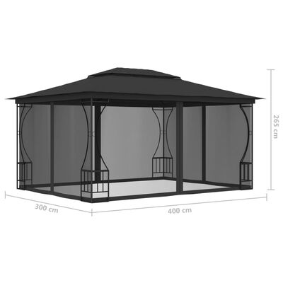 Tonnelle Anthracite avec moustiquaire – Confort protégé, de jour comme de nuit