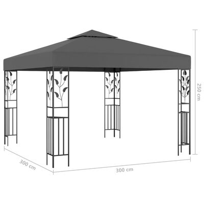 Tonnelle 3x3 m Anthracite avec guirlande LED solaire – Ambiance garantie, en toute sérénité