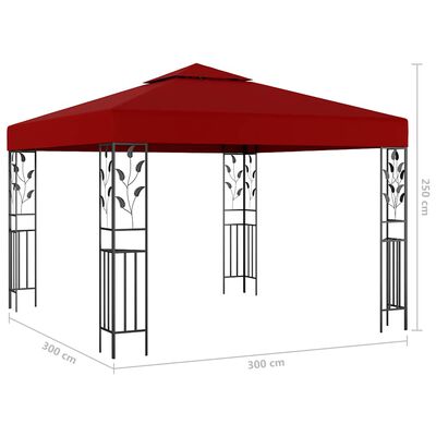Tonnelle 3x3 m Rouge avec guirlande LED solaire – Ambiance garantie, en toute sérénité