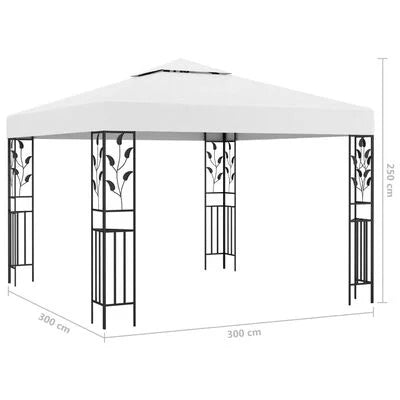 Tonnelle 3x3 m Blanche avec guirlande LED solaire – Ambiance garantie, en toute sérénité
