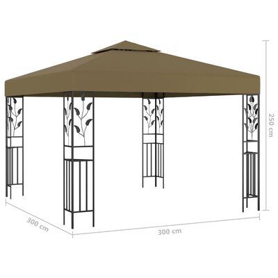 Tonnelle 3x3 m Taupe avec guirlande LED solaire – Ambiance garantie, en toute sérénité