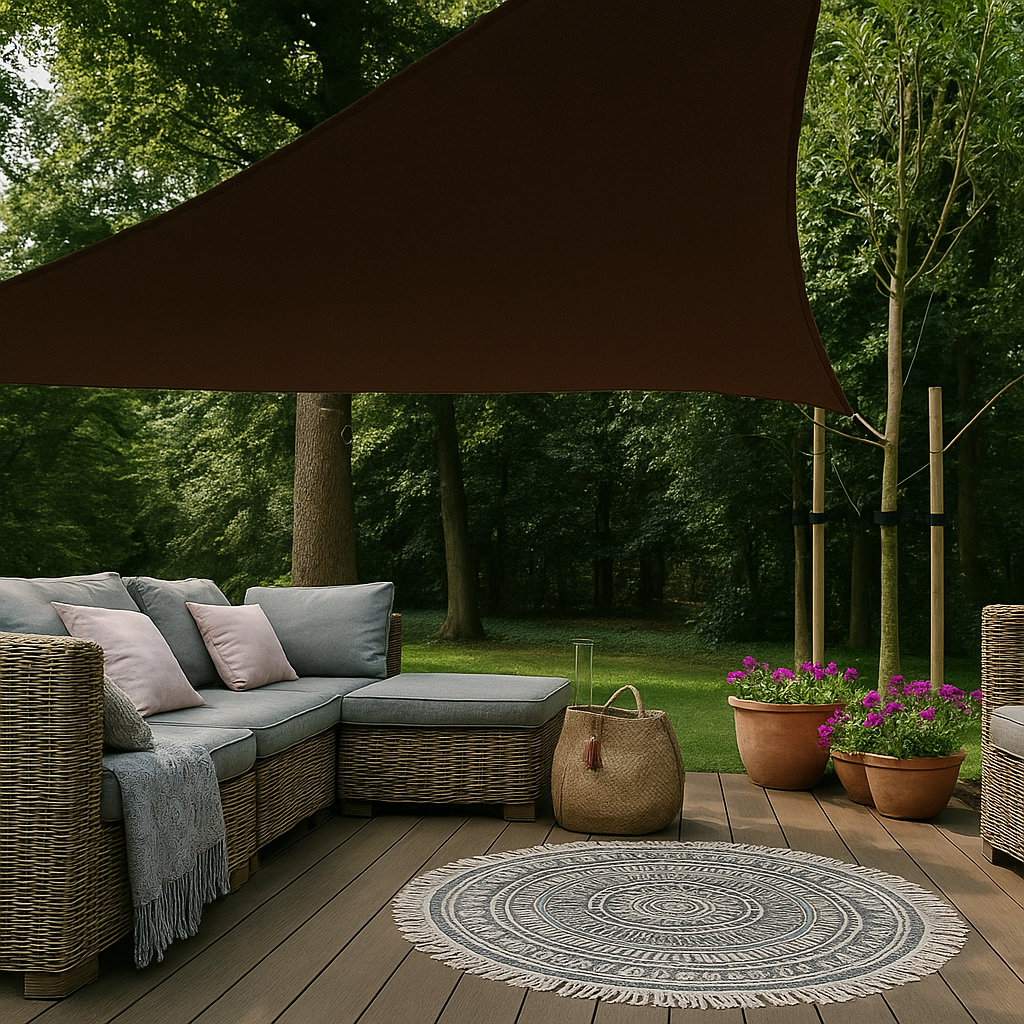 Voile D'ombrage Triangulaire Tissu Oxford Marron 