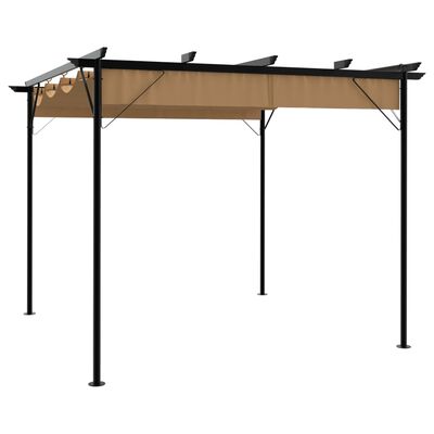 Pergola 3x3 m avec toit rétractable – Structure acier & toile 180 g/m²