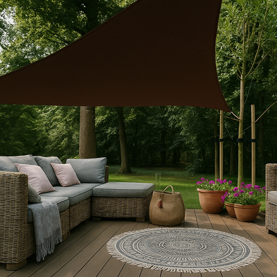 Voile D'ombrage Triangulaire Tissu Oxford Marron 