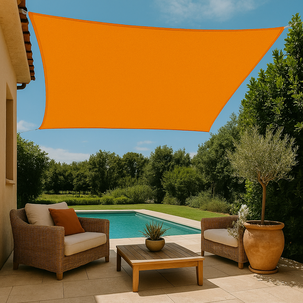 Voile D'ombrage Carré Tissu Oxford Orange 